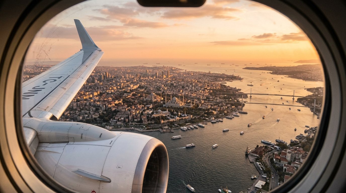 Pogled na Istanbul i Bosfor iz aviona